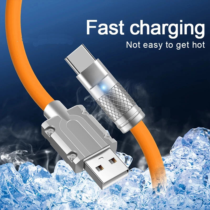 120W 6A Super Fast Charge USB C Liquid Silicone Cable For iPhone 14 15 Huawei Samsung Xiaomi Quick Charger Type-C Data Wire - CONGATON