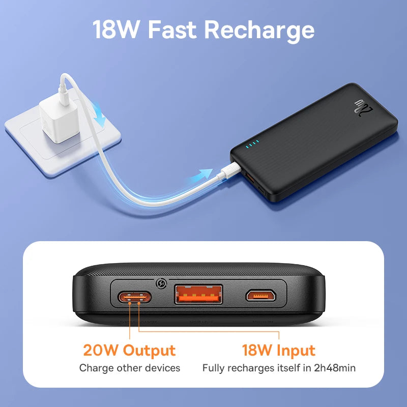 Baseus Airpow 20W Power Bank 10000mAh 20000mAh Fast Charge Powerbank for iPhone 16/15/14/13/12 Xiaomi batterie externe - CONGATON