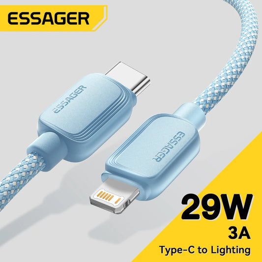 Essager USB Type C Cable For iPhone 14 13 12 11 Pro Max XS PD 20W Fast Charger USB C To Lightning 29W Wire Cord For iPad Macbook - CONGATON