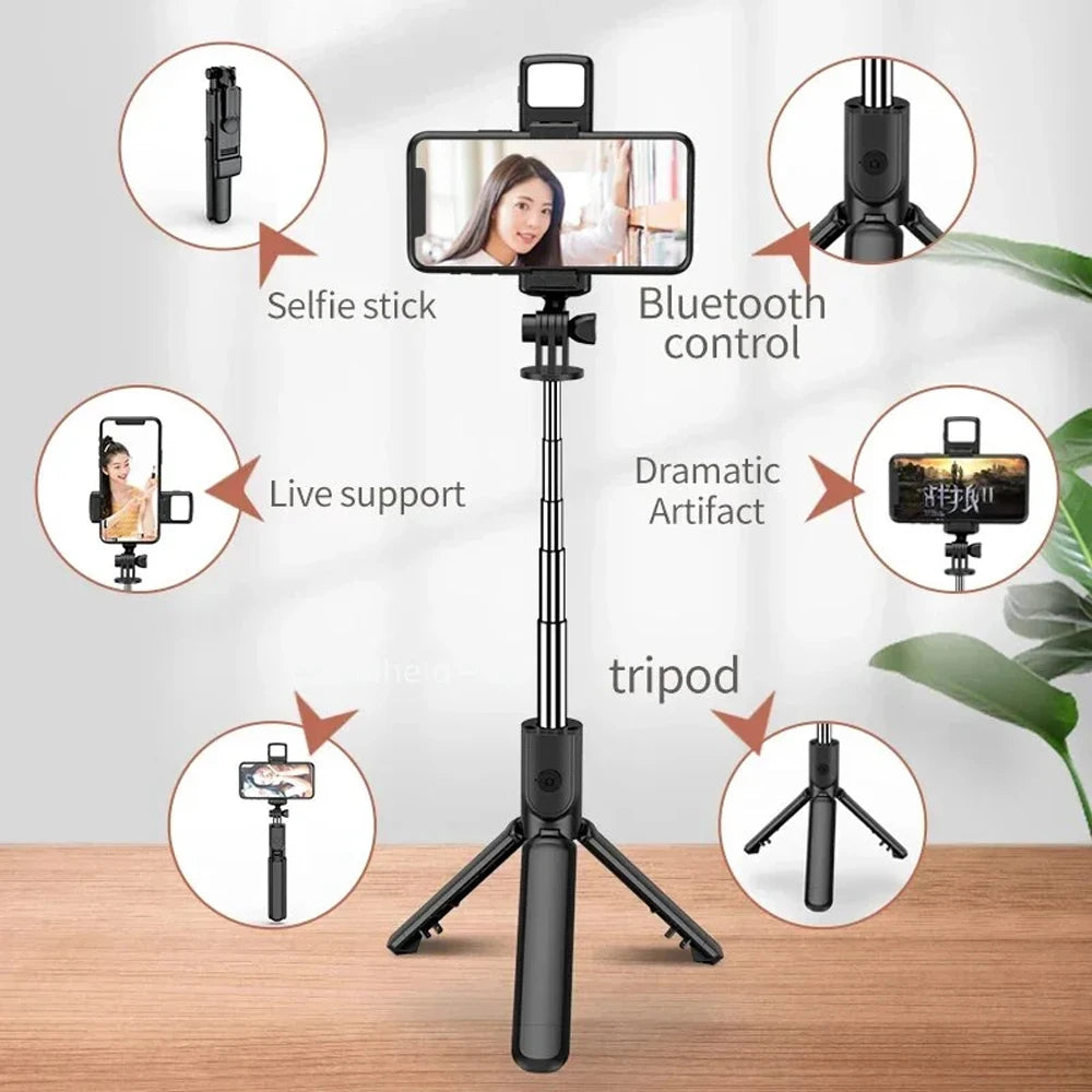 3In1 Bluetooth Wireless Selfie Tripod With Fill Light