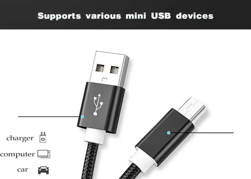 0.25M/1M/2M/3M Mini USB Cable Mini USB To USB Fast Data Charger Cable For MP3 MP4 Player Car DVR GPS Digital Camera HDD Mini USB - CONGATON