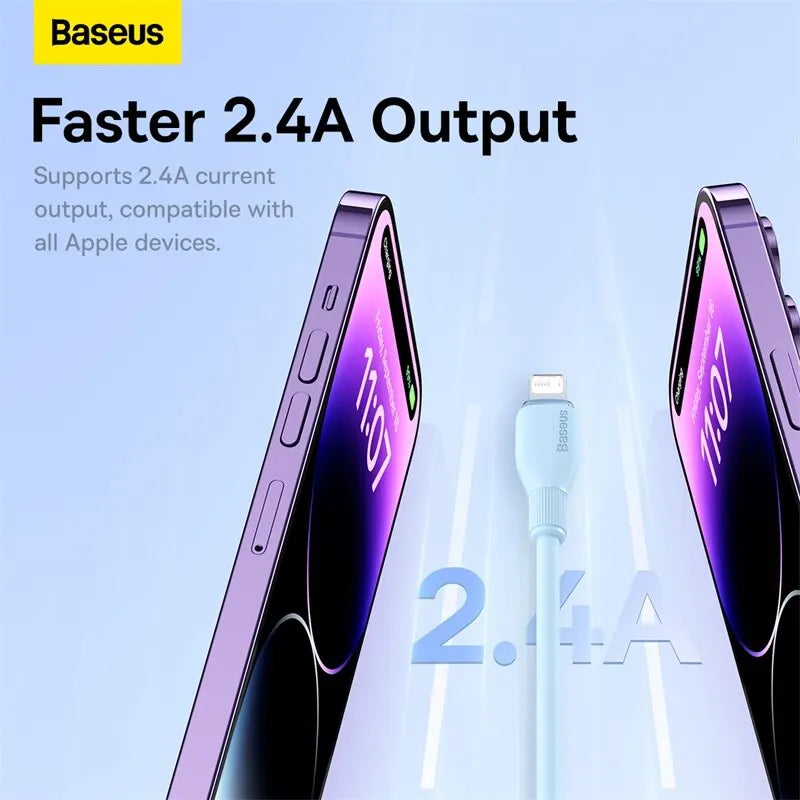 Baseus TPE 2.4A Fast Charging USB Cable for iPhone 14 13 Pro Max Xs Xr X 8 Plus Cable for iPhone iPad Air Mini 4 Charger Cable - CONGATON