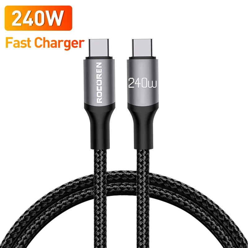 Rocoren 100W USB C To Type C Cable USB PD 3.1 240W Fast Charging Charger Cord USB-C 5A TypeC Cable For iPhone 15 Macbook Samsung - CONGATON