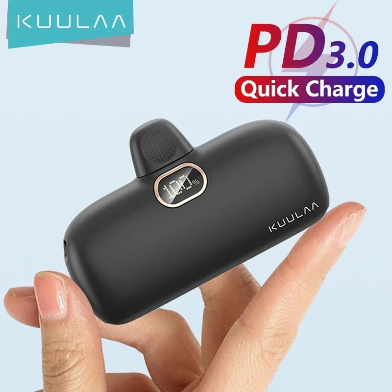 KUULAA Mini Power Bank 5000mAh PowerBank Fast Charging Portable Charger For iPhone 16 15 14 Xiaomi Samsung poco External Battery - CONGATON