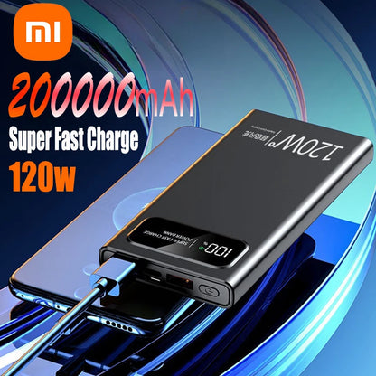 Xiaomi 200000mAh 120W Power Bank Super Fast Charging Battery High Capacity Digital Display Power Bank For iPhone Samsung Huawei - CONGATON