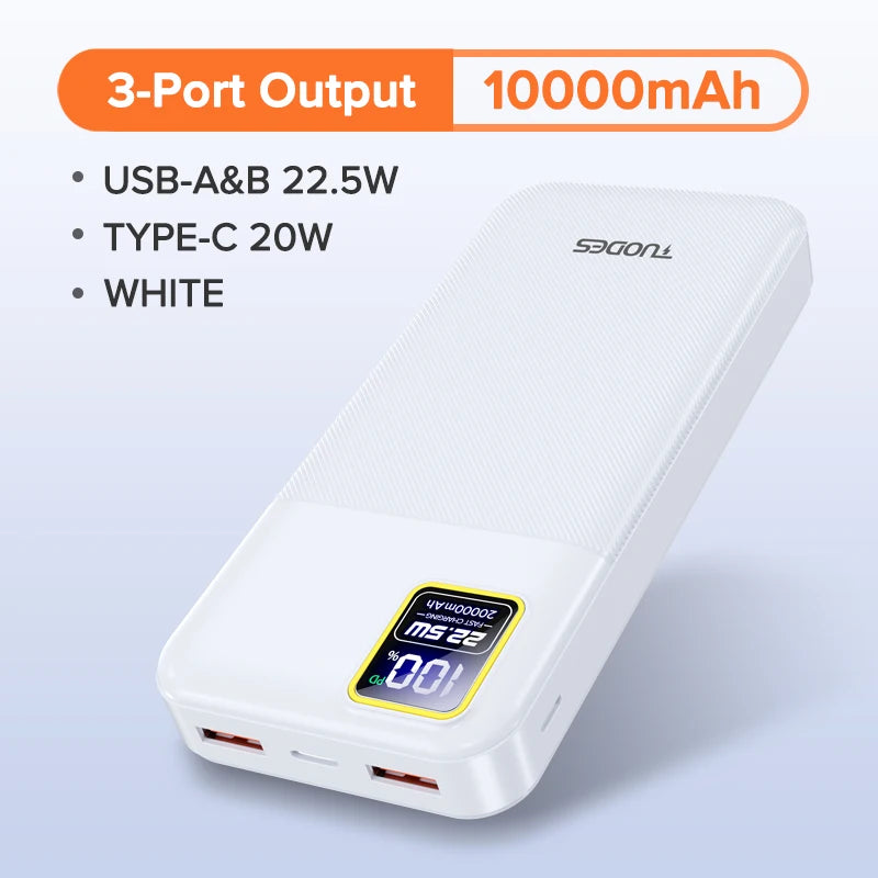 Tuodes Power Bank 20000mAh PD20W External Large Battery Capacity 22.5W Fast Charging Portable Charger For iPhone Samsung Xiaomi - CONGATON