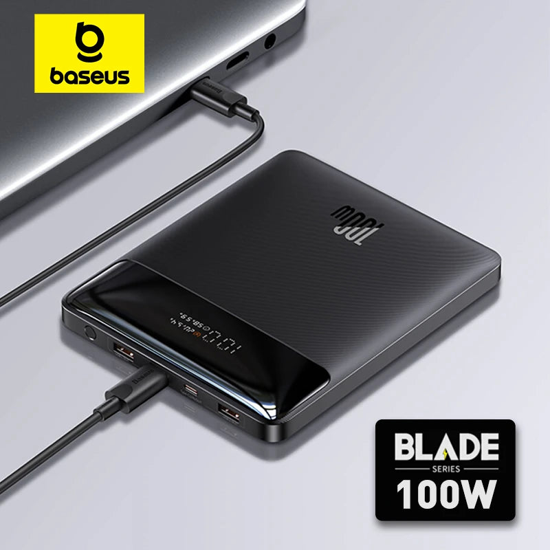 Baseus 100W Power Bank 20000mAh Type C PD Fast Charging Powerbank Portable External Battery Charger for Notebook with 100W Cable - CONGATON