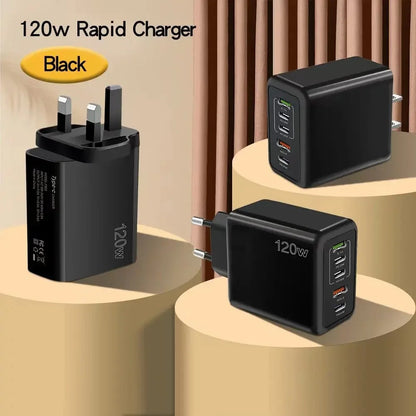 Total 120W USB Charger 5 Ports Type C