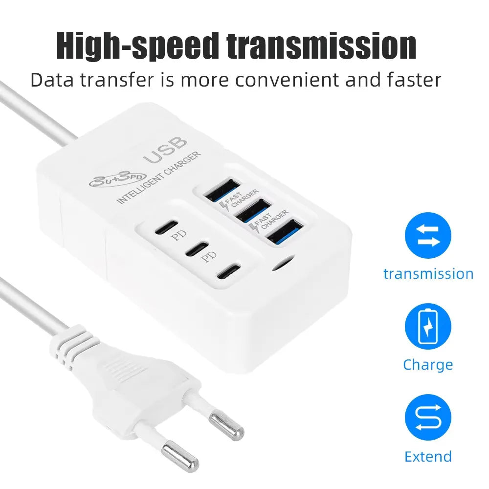 6 IN 1 USB Charger 35W PD Type C Fast