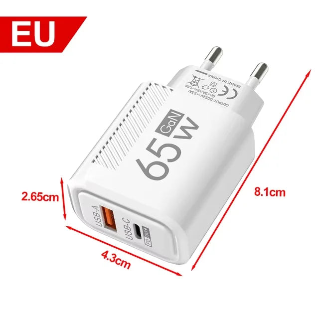 65W GaN USB C Charger Fast Charging