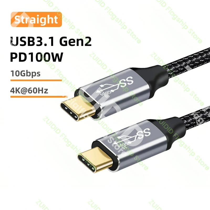 USB C 3.1 Gen2 10Gbps Extension Cable Type C to C PD 100W QC4.0 3.0 5A Fast Charging Cable For MacBook Pro 4k 60Hz Video Cable - CONGATON