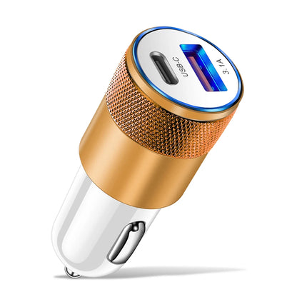 68W Dual USB Type C Car Charger Metal