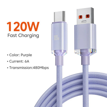 120W 6A Fast Charge USB Type C Quick Charge Cable For Xiaomi Redmi Note 13 14 Pro Huawei Phone Fast Charging Cable Data Cables - CONGATON