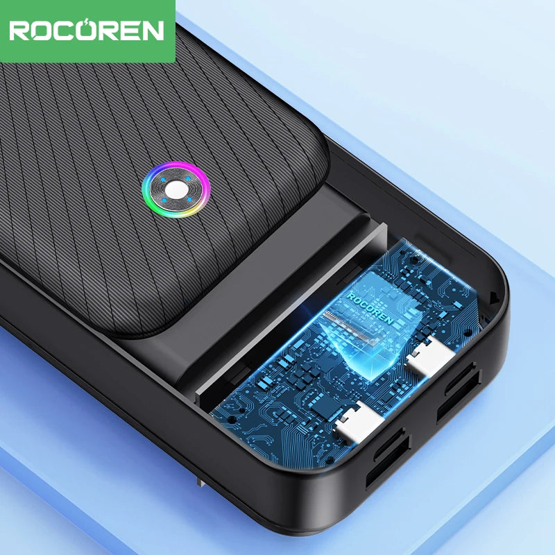 Rocoren 22.5W 20000mAh Power Bank QC PD 3.0 Fast Charge PowerBank Portable 10000mAh External Battery For iPhone 16 Pro Xiaomi mi - CONGATON