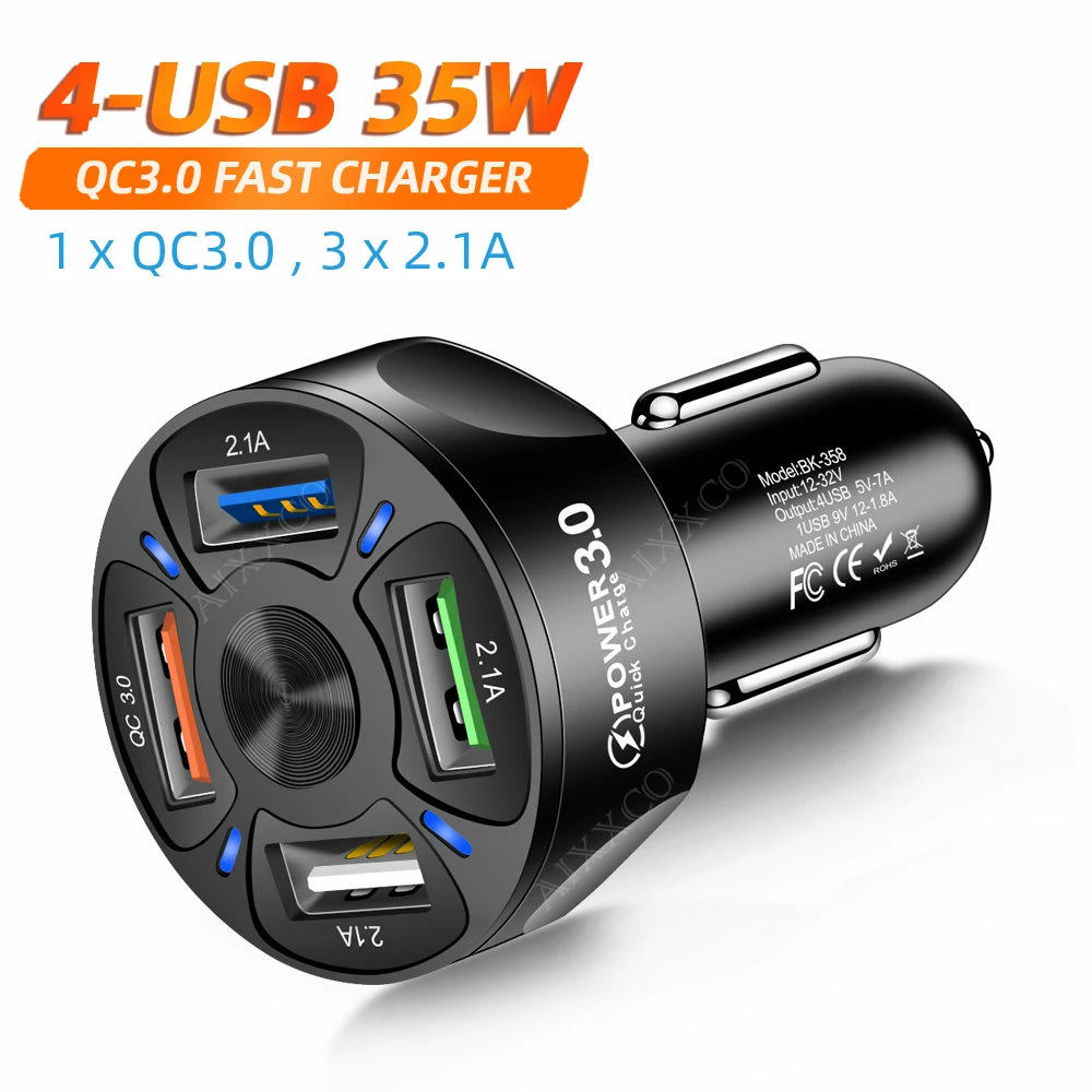 AIXXCO 3 Ports USB Car Charger