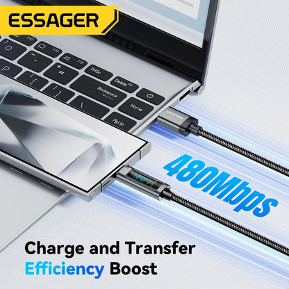 Essager 120W USB Type C Cable PD Super Flash Charging 6A For Xiaomi 14Pro Redmi K70 POCO X6 Black Shark 3Pro LED Digital Display - CONGATON