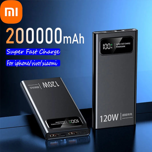 Xiaomi 200000mAh 120W Power Bank Super Fast Charging Battery High Capacity Digital Display Power Bank For iPhone Samsung Huawei - CONGATON