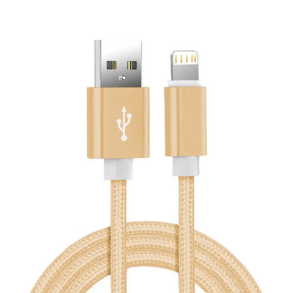 Metal Nylon Braided USB Charger Cable for iPhone 14 8 7 6S Plus X XR XS 11 12 13 Pro Max iPad 9 Fast Charging Data Cord 1m 2m 3m - CONGATON