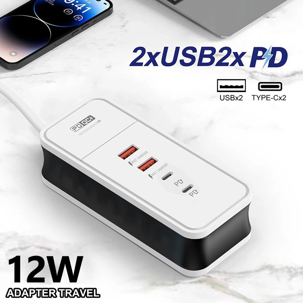 4 Port USB Charger QC 3.0 PD 12W