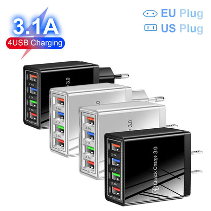 EU US Plug USB Charger Multi Port 4 USB