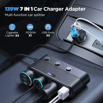 Joyroom 139W 7 in 1 Car Charger Adapter