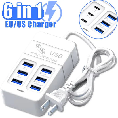 6 IN 1 USB Charger 35W PD Type C Fast