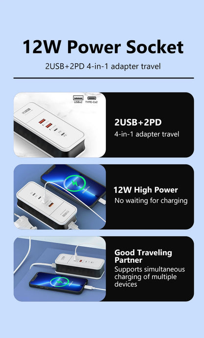 4 Port USB Charger QC 3.0 PD 12W