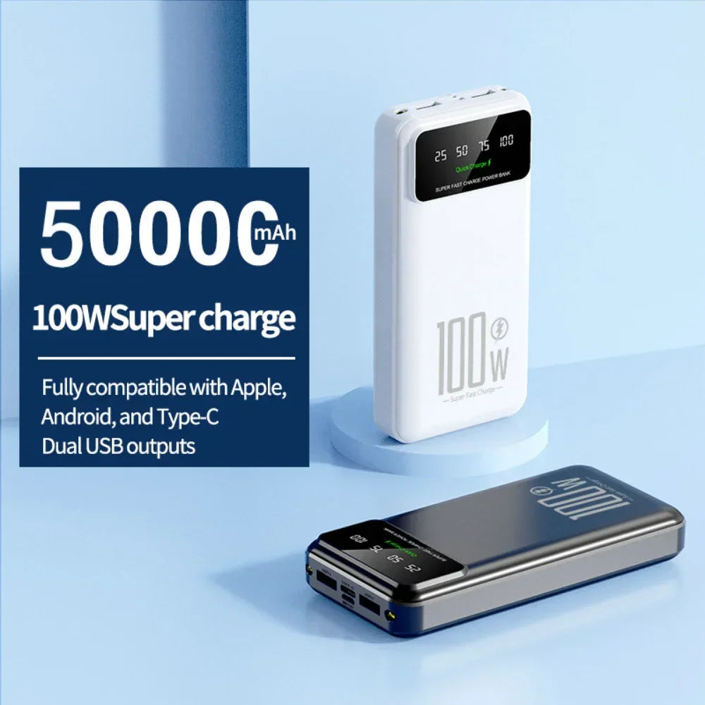 Xiaomi 50000mAh High Capacity 100W Fast Charging Power Bank Portable Charger Battery Pack Powerbank for iPhone Huawei Samsung - CONGATON