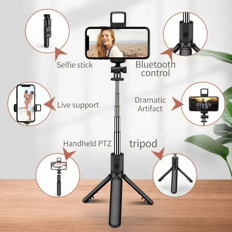 All In One Expandable Portable IPhone Tripod Selfie Stick