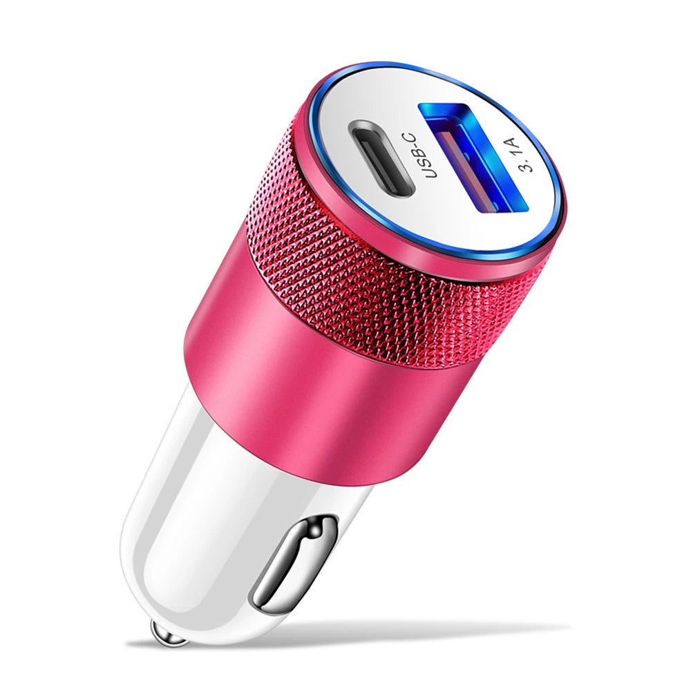 68W Dual USB Type C Car Charger Metal