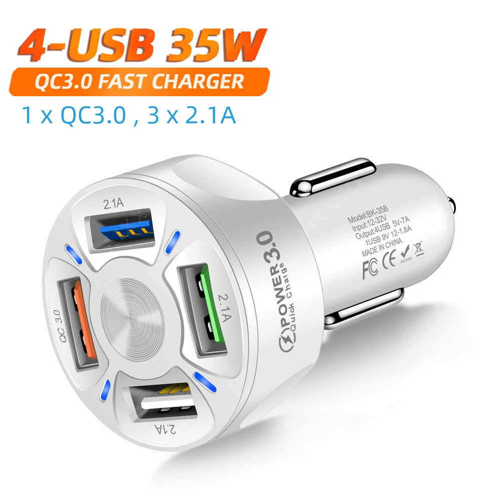 AIXXCO 3 Ports USB Car Charger