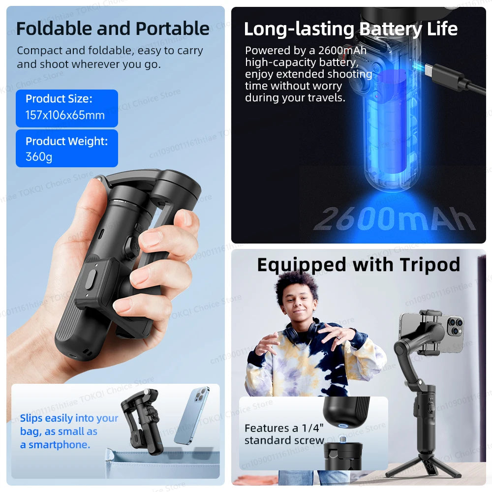 Handheld 3-Axis Gimbal Phone Holder Anti Shake