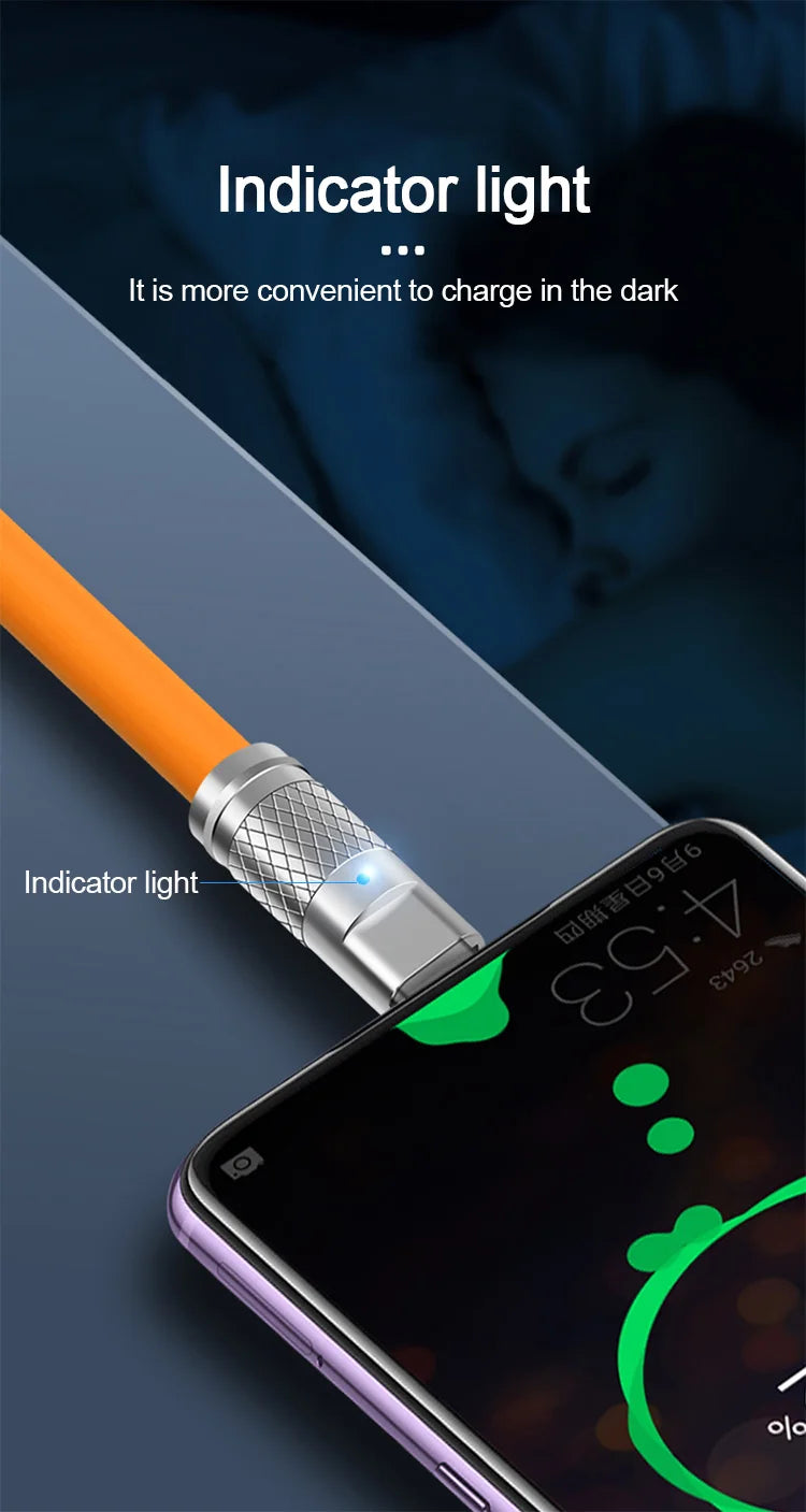 120W 6A Super Fast Charge USB C Liquid Silicone Cable For iPhone 14 15 Huawei Samsung Xiaomi Quick Charger Type-C Data Wire - CONGATON