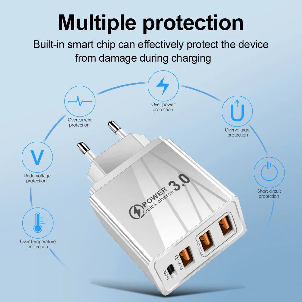 48W USB Charger QC 3.0 Type C PD