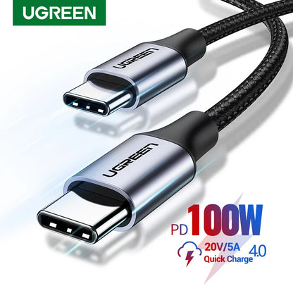 UGREEN 100W USB Type C To USB C Cable For Samsung Galaxy S24 For iPhone 15 Macbook Xiaomi PD Fast Charging Charger 5A Fast USB C - CONGATON