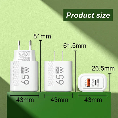 65W GaN USB C Charger Fast Charging