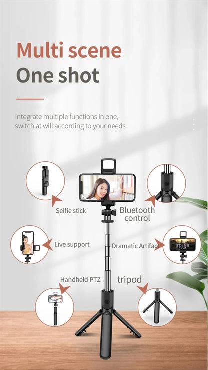 3In1 Bluetooth Wireless Selfie Tripod With Fill Light