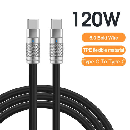 120W 6A Super Fast Charge USB C Liquid Silicone Cable For iPhone 14 15 Huawei Samsung Xiaomi Quick Charger Type-C Data Wire - CONGATON