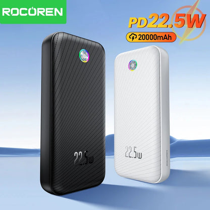 Rocoren 22.5W 20000mAh Power Bank QC PD 3.0 Fast Charge PowerBank Portable 10000mAh External Battery For iPhone 16 Pro Xiaomi mi - CONGATON